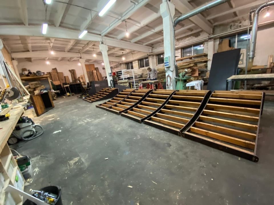 Ramp frames being assembled in our workshop